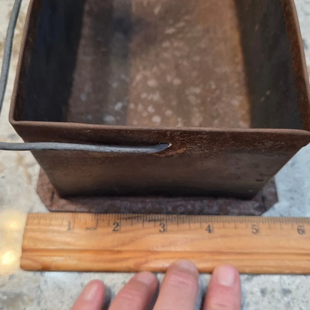 Vintage Industrial Metal Ingot Mold Rusty Steel Storage Bin Primitive Decor 8x5